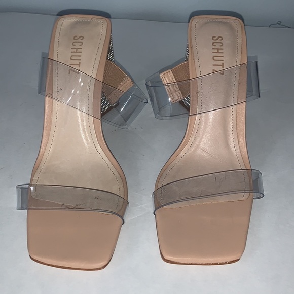 Schutz Ariellen Vinyl Crystal Block-Heel Sandal New - Picture 4 of 8